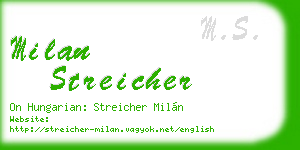 milan streicher business card